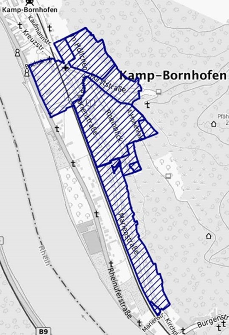 Übersichtskarte Aufhebung der Bebauungspläne „Blütenweg“ und „Fuhrweg-Marienstraße“ 